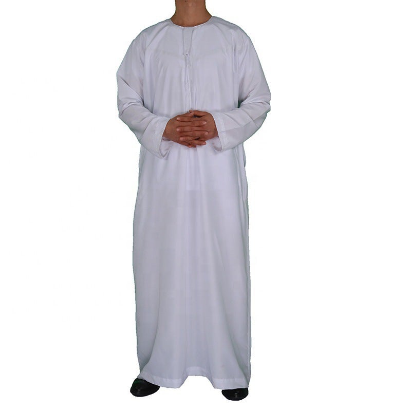 2025 Autumn New Muslim Robe Wish Middle Eastern Round Neck Arabic Solid Color Ready Stock Jumpsuit - Image 5